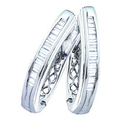 925 Sterling Silver White 0.25CTW DIAMOND FASHION HOOPS