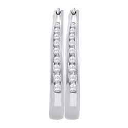 10KT White Gold 0.27CTW DIAMOND HOOPS EARRINGS
