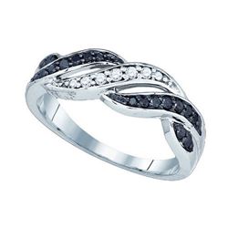 10K White-gold 0.26CTW BLACK DIAMOND FASHION BAND