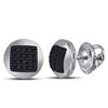 Image 1 : Sterling Silver Mens Round Color Enhanced Black Diamond