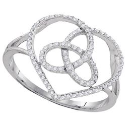 10KT White Gold 0.17CTW DIAMOND HEART RING