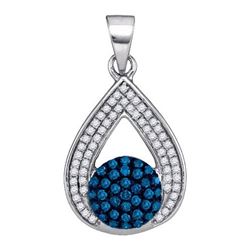 10K White-gold 0.33CTW BLUE DIAMOND MICRO-PAVE PENDANT