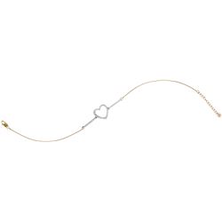 10kt Yellow Gold Womens Round Diamond Heart Chain Brace