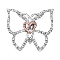 Sterling Silver Womens Round Diamond Butterfly Bug Hear
