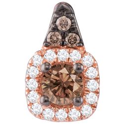 14kt Rose Gold Womens Round Cognac-brown Colored Diamon