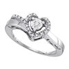 Image 1 : 925 Sterling Silver White 0.11CT DIAMOND HEART RING