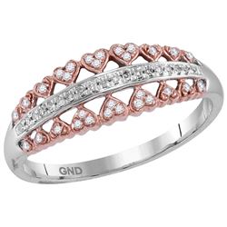 10kt White Rose-tone Gold Womens Round Diamond Heart Sy