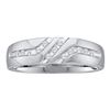 Image 1 : 14KT White Gold 0.12CTW ROUND DIAMOND MENS FASHION BAN