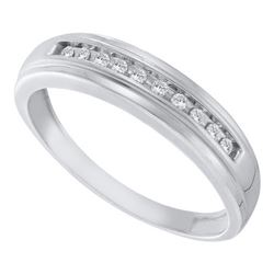 10KT White Gold 0.12CTW DIAMOND CLUSTER MENS BAND