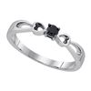 Image 1 : 925 Sterling Silver White 0.10CTW BLACK DIAMOND FASHION