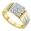 Image 1 : 10K Yellow-gold 0.25CTW ROUND DIAMOND MENS CLUSTER RING