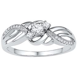 10kt White Gold Womens Round Diamond 3-stone Bridal Wed