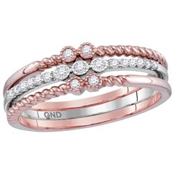 10kt Rose & White Gold Womens Round Natural Diamond Mil