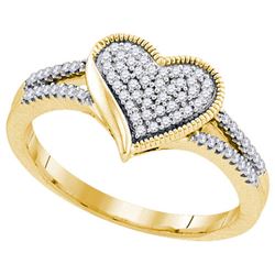 10K Yellow-gold 0.19CTW DIAMOND MOCRO-PAVE HEART RING