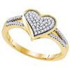 Image 1 : 10K Yellow-gold 0.19CTW DIAMOND MOCRO-PAVE HEART RING