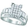 Image 1 : Sterling Silver Womens Round Diamond Rectangle Cluster