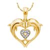 Image 1 : 10KT Yellow Gold 0.03CTW DIAMOND DOLPHIN PENDANT