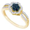 Image 1 : 10K Yellow-gold 0.32CTW BLACK DIAMOND FLOWER RING