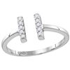 Image 1 : Sterling Silver Womens Round Natural Diamond Open Paral