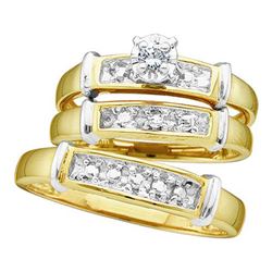 925 Sterling Silver Yellow 0.07CTW CENTER ROUND DIAMOND