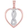 Image 1 : 10KT White Gold Two Tone 0.07CTW-Diamond HEART PENDANT