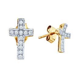 10KT Yellow Gold 0.10CTW DIAMOND CROSS EARRINGS