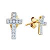 Image 1 : 10KT Yellow Gold 0.10CTW DIAMOND CROSS EARRINGS