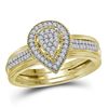 Image 1 : 10kt Yellow Gold Womens Diamond Teardrop Cluster Bridal