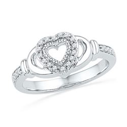 10KT White Gold 0.12CTW DIAMOND FASHION HEART RING