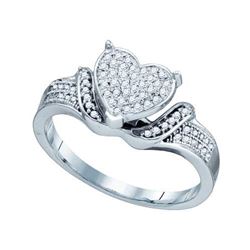 10KT White Gold 0.20CTW DIAMOND LADIES MICRO PAVE HEART