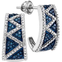 Womens 10K White Gold Enhanced Colored Blue Diamond Hal