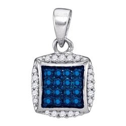 10K White-gold 0.25CTW BLUE DIAMOND MICRO-PAVE PENDANT