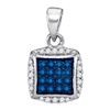 Image 1 : 10K White-gold 0.25CTW BLUE DIAMOND MICRO-PAVE PENDANT