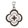 Image 1 : 10KT White Gold 0.25CTW COGNAC DIAMOND MICRO-PAVE PENDA