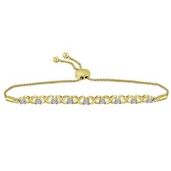 Yellow-tone Sterling Silver Womens Round Diamond Infini