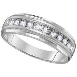 10kt White Gold Mens Round Natural Channel-set Diamond