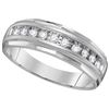Image 1 : 10kt White Gold Mens Round Natural Channel-set Diamond