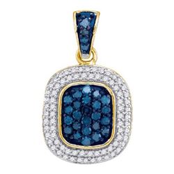 10K Yellow-gold 0.50CTW BLUE DIAMOND MICRO-PAVE PENDANT