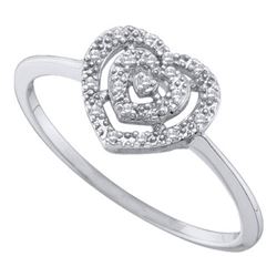 10KT White Gold 0.04CTW DIAMOND HEART RING
