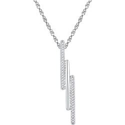 10kt White Gold Womens Round Diamond Triple Vertical Ba