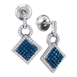 10KT White Gold 0.50CTW BLUE DIAMOND MICRO-PAVE EARRING