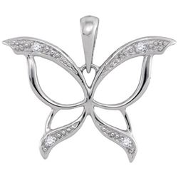 10KT White Gold 0.03CTW DIAMOND BUTTERFLY PENDANT