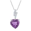 Image 1 : Sterling Silver Womens Heart Lab-Created Amethyst Solit
