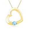 Image 1 : 10kt Yellow Gold Womens Round Lab-Created Blue Topaz He