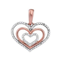 10kt Rose Gold Womens Round Diamond Triple Nested Heart
