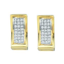 10KT Yellow Gold 0.15CTW DIAMOND MICRO PAVE HOOPS