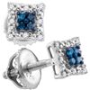 Image 1 : Sterling Silver Womens Round Blue Colored Diamond Squar