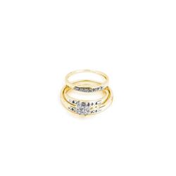 10K Yellow-gold 0.10CTW DIAMOND CLUSTER TRIO SET