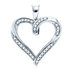 10KT White Gold 0.10CTW DIAMOND MICRO-PAVE HEART PENDAN