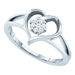 10KT White Gold 0.10CTW DIAMOND LADIES HEART RING